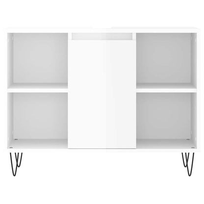 Badschrank Hochglanz-Weiß 80x33x60 cm Holzwerkstoff