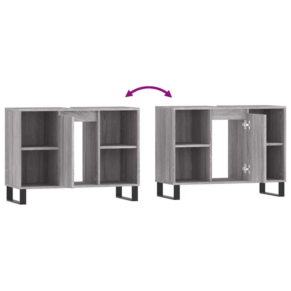 Badschrank Grau Sonoma 80x33x60 cm Holzwerkstoff