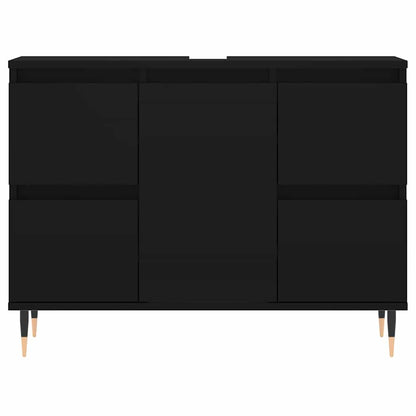 Badschrank Schwarz 80x33x60 cm Holzwerkstoff