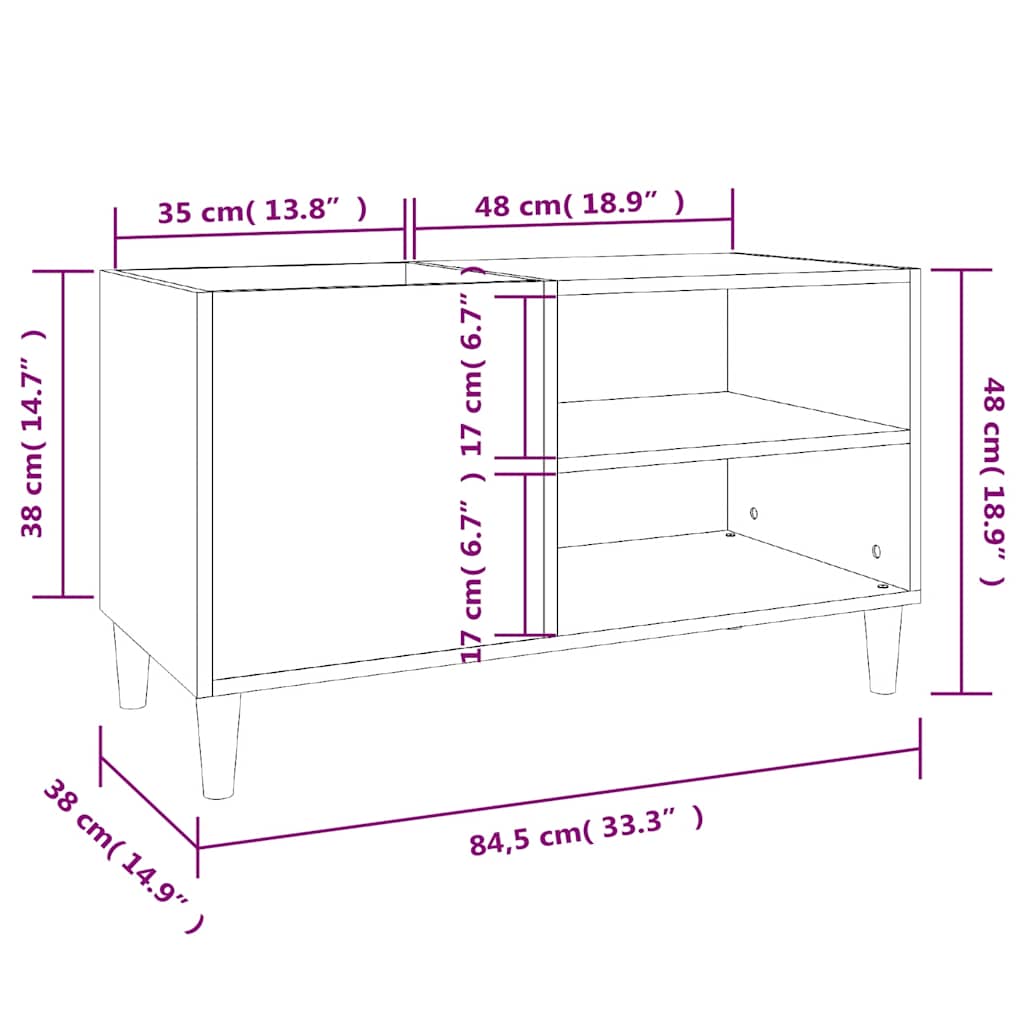Plattenschrank Räuchereiche 84,5x38x48 cm Holzwerkstoff