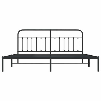 Bettgestell mit Kopfteil Metall Schwarz 193x203 cm