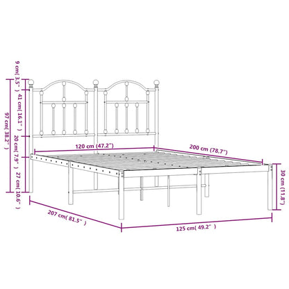 Bettgestell mit Kopfteil Metall Weiß 120x200 cm
