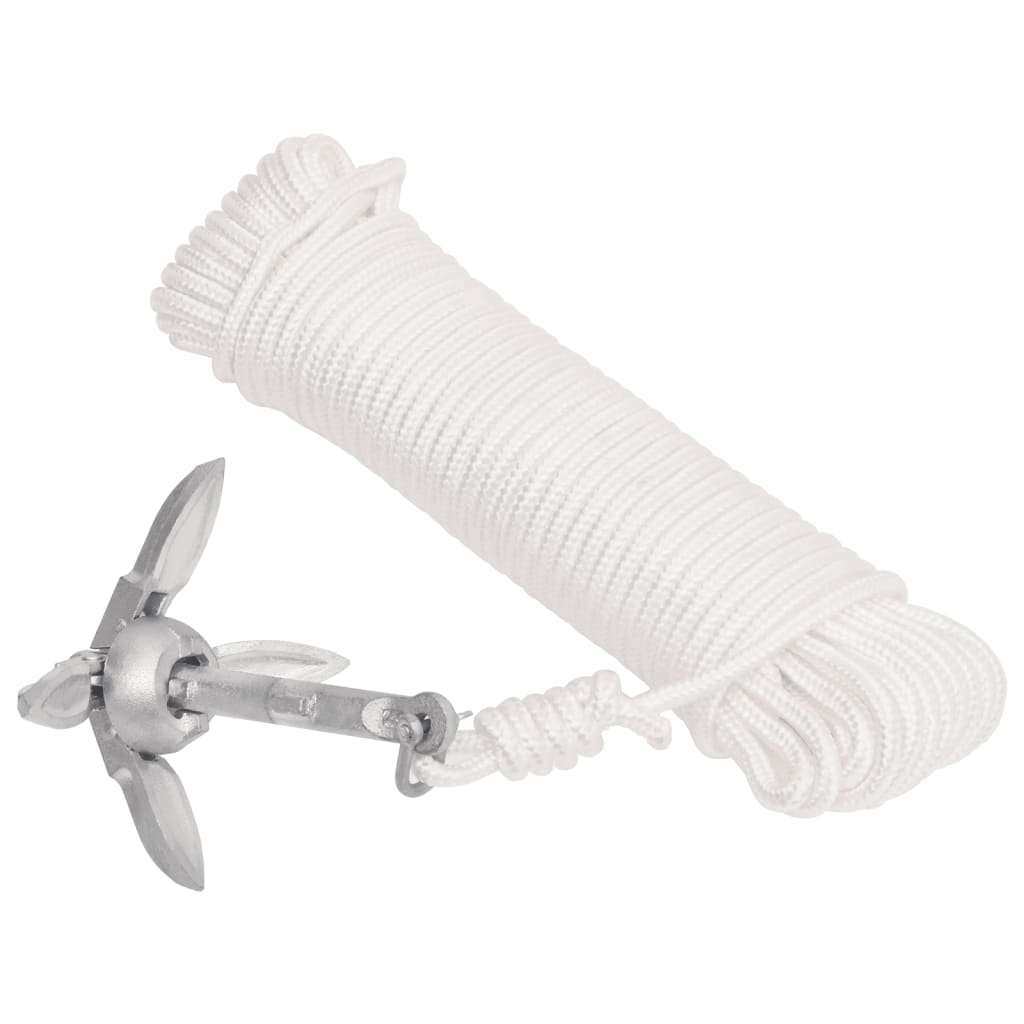 Klappanker mit Seil Silber 0,7 kg Feuerverzinktes Gusseisen