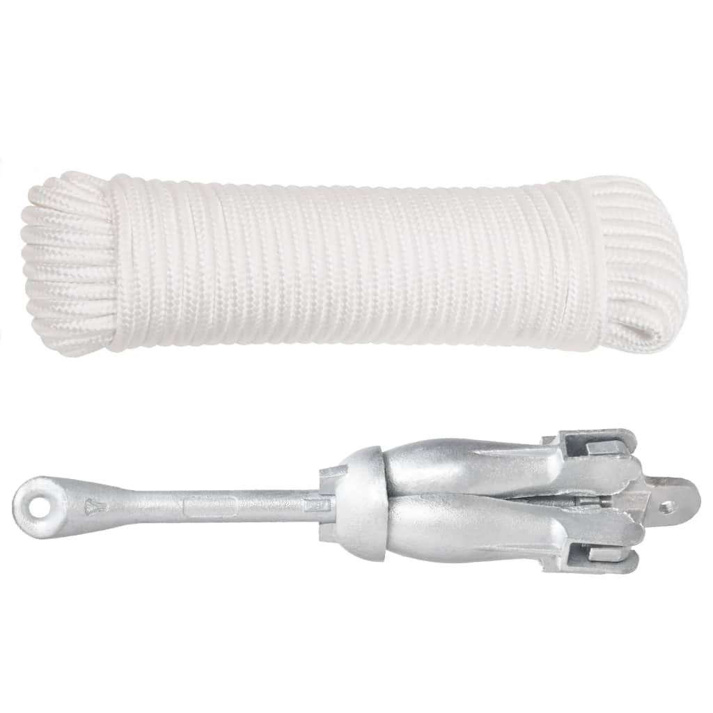 Klappanker mit Seil Silber 8 kg feuerverzinktes Gusseisen