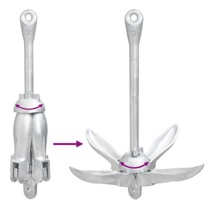 Klappanker mit Seil Silber 8 kg feuerverzinktes Gusseisen