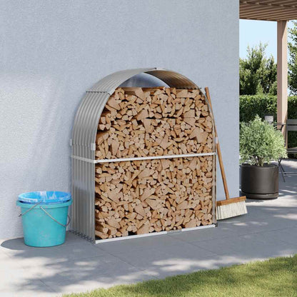 Kaminholzunterstand Hellgrau 120x45x140 cm Verzinkter Stahl