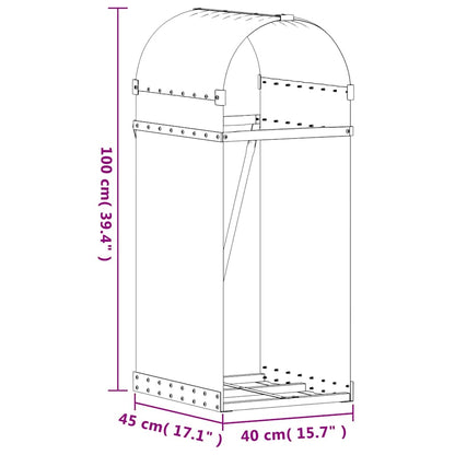 Holzkorb Anthrazit 40x45x100 cm Verzinkter Stahl