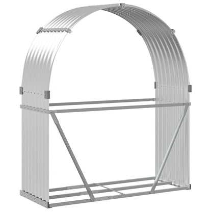 Kaminholzunterstand Silbern 120x45x140 cm Verzinkter Stahl