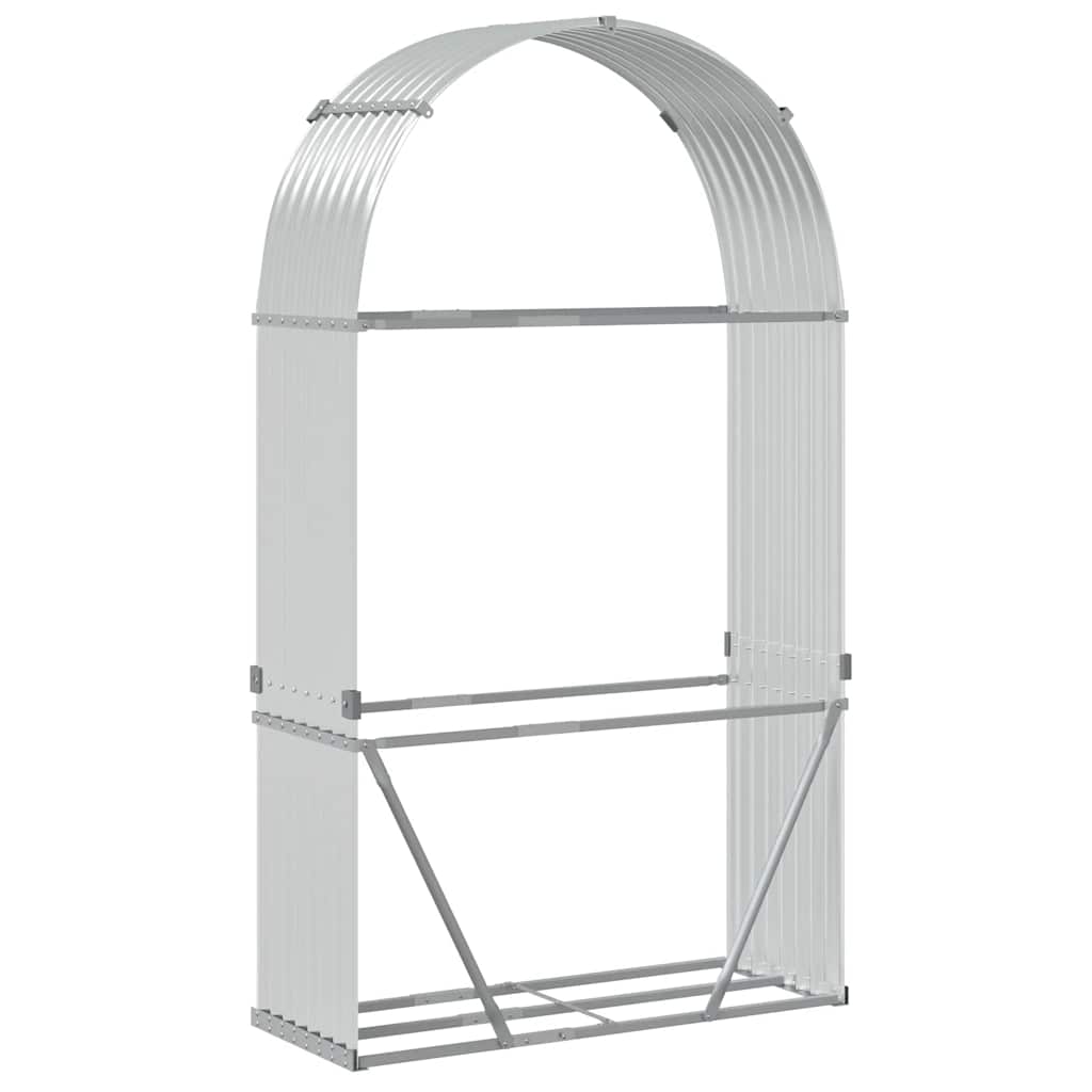 Kaminholzunterstand Silbern 120x45x210 cm Verzinkter Stahl
