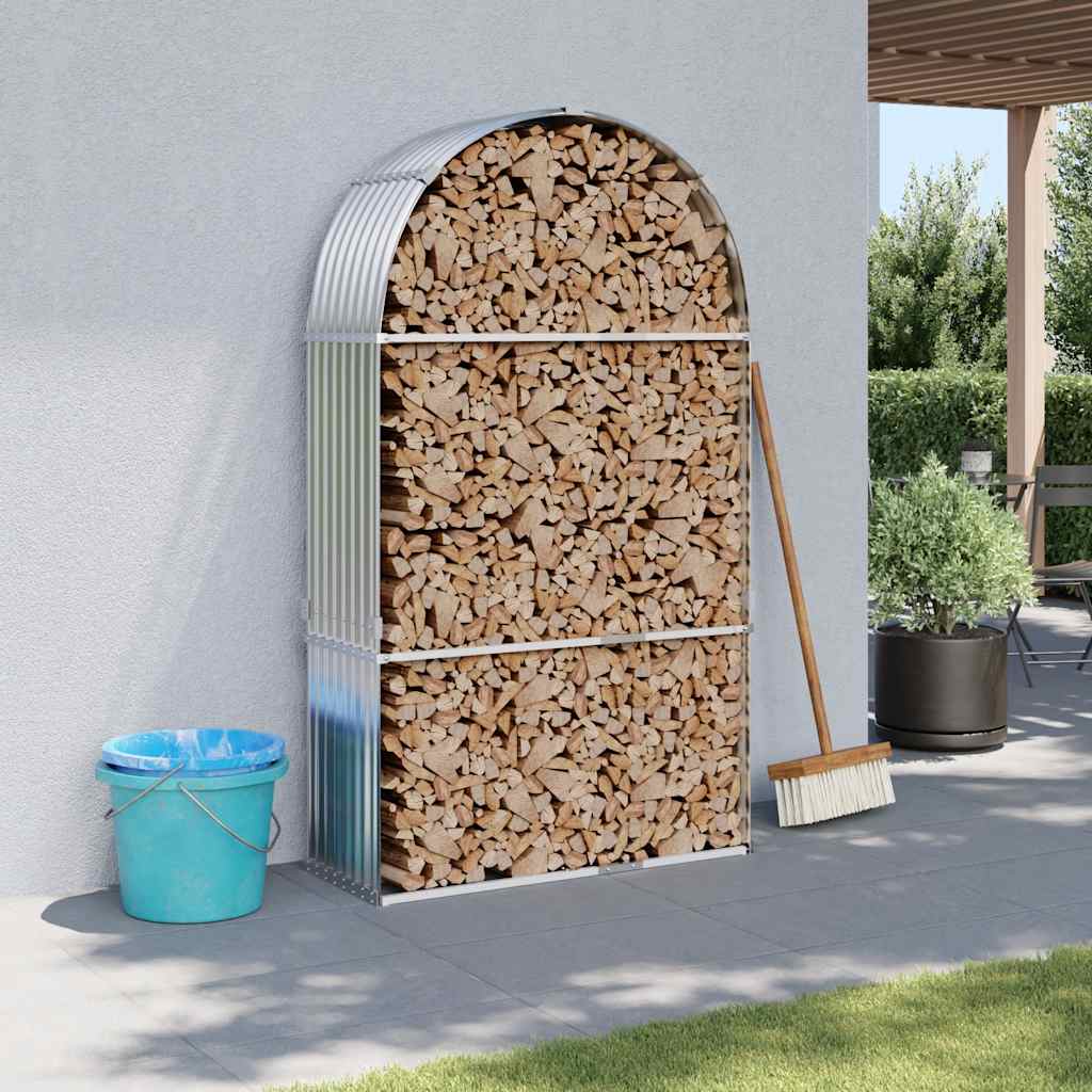 Kaminholzunterstand Silbern 120x45x210 cm Verzinkter Stahl