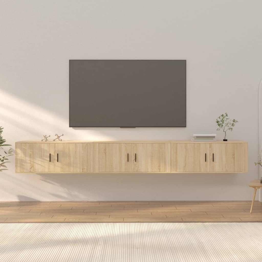 TV-Wandschränke 3 Stk. Sonoma-Eiche 100x34,5x40 cm