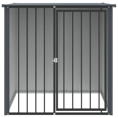 Hundehütte mit Dach Schwarz 110x103x109 cm Verzinkter Stahl