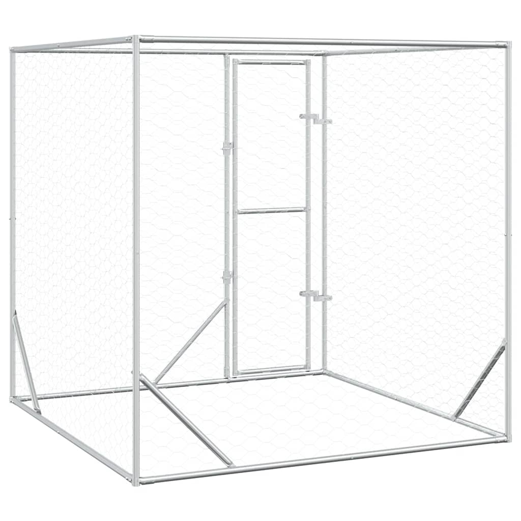 Outdoor-Hundezwinger Silbern 2x2x2 m Verzinkter Stahl