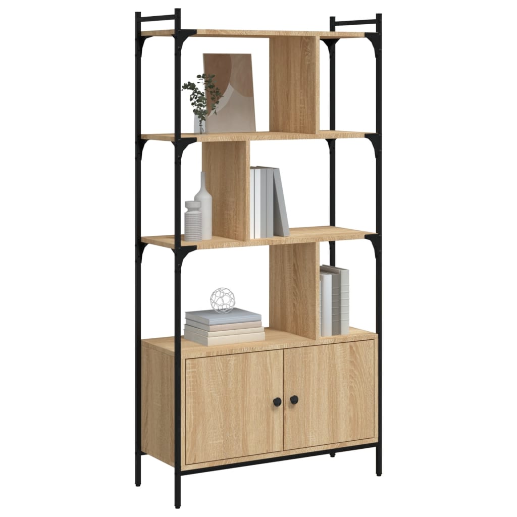 Bücherregal mit Türen Sonoma-Eiche 76,5 x 30 x 154,5 cm Holzwerkstoff