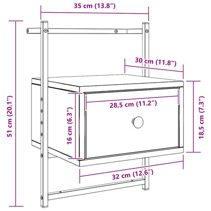 Wand-Nachttisch Sonoma-Eiche 35x30x51 cm Holzwerkstoff