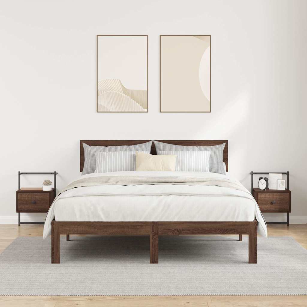 Wand-Nachttische 2 Stk. Braun Eiche 35x30x51 cm Holzwerkstoff