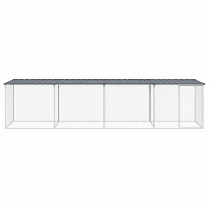 Hühnerkäfig mit Dach Anthrazit 403x98x90 cm Verzinkter Stahl