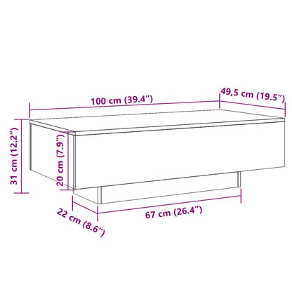 Couchtisch Schwarz 100x49,5x31 cm Holzwerkstoff