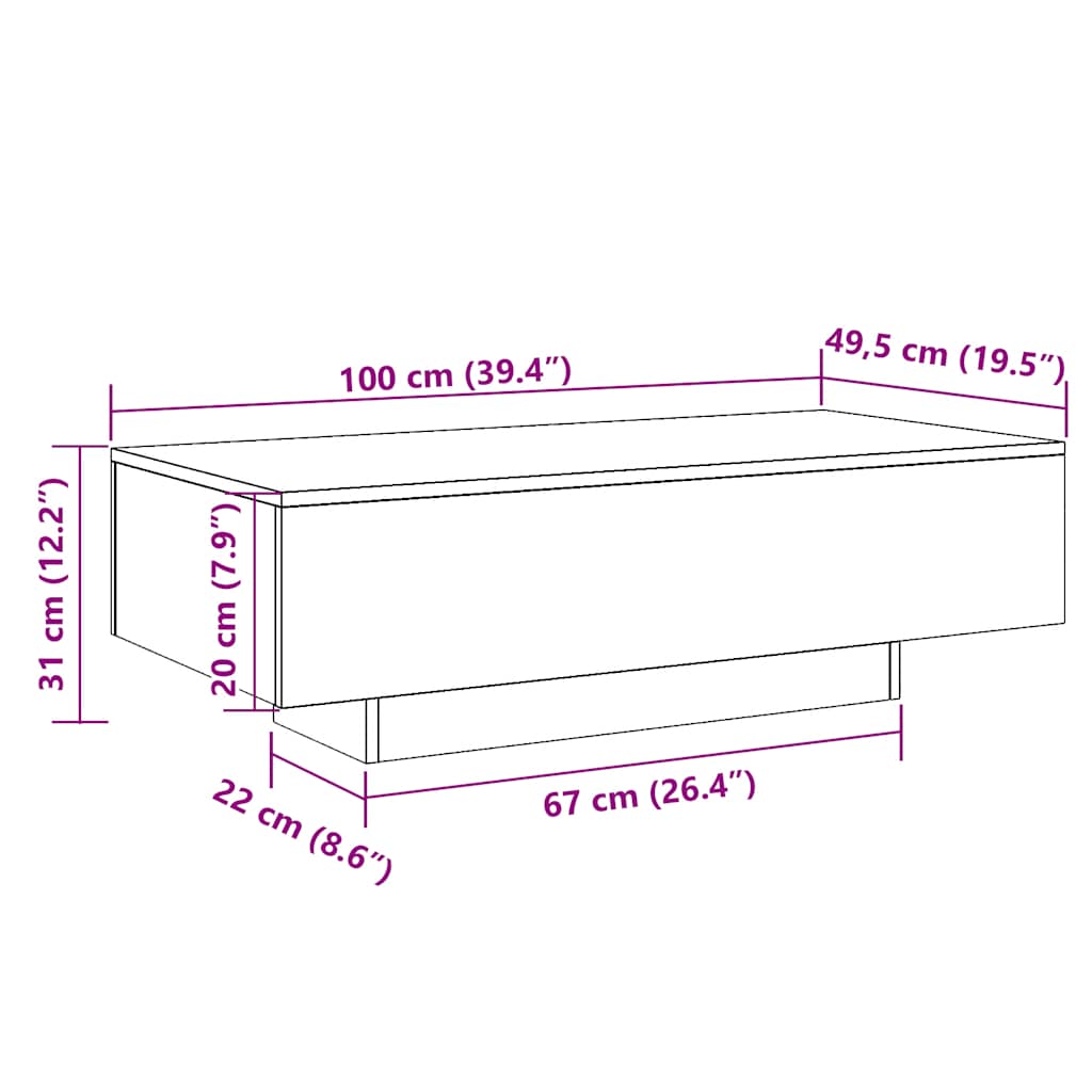 Couchtisch Betongrau 100x49,5x31 cm Holzwerkstoff