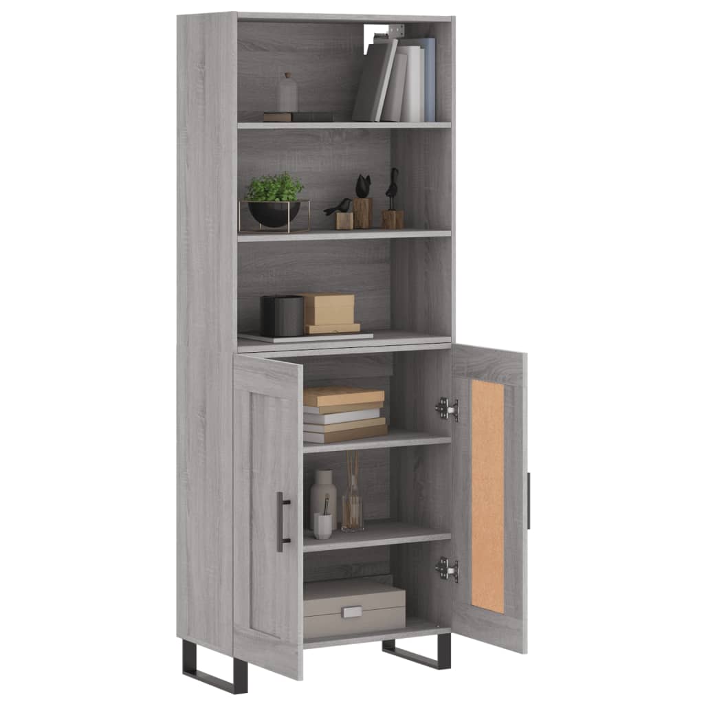 Highboard Grau Sonoma 69,5x34x180 cm Holzwerkstoff