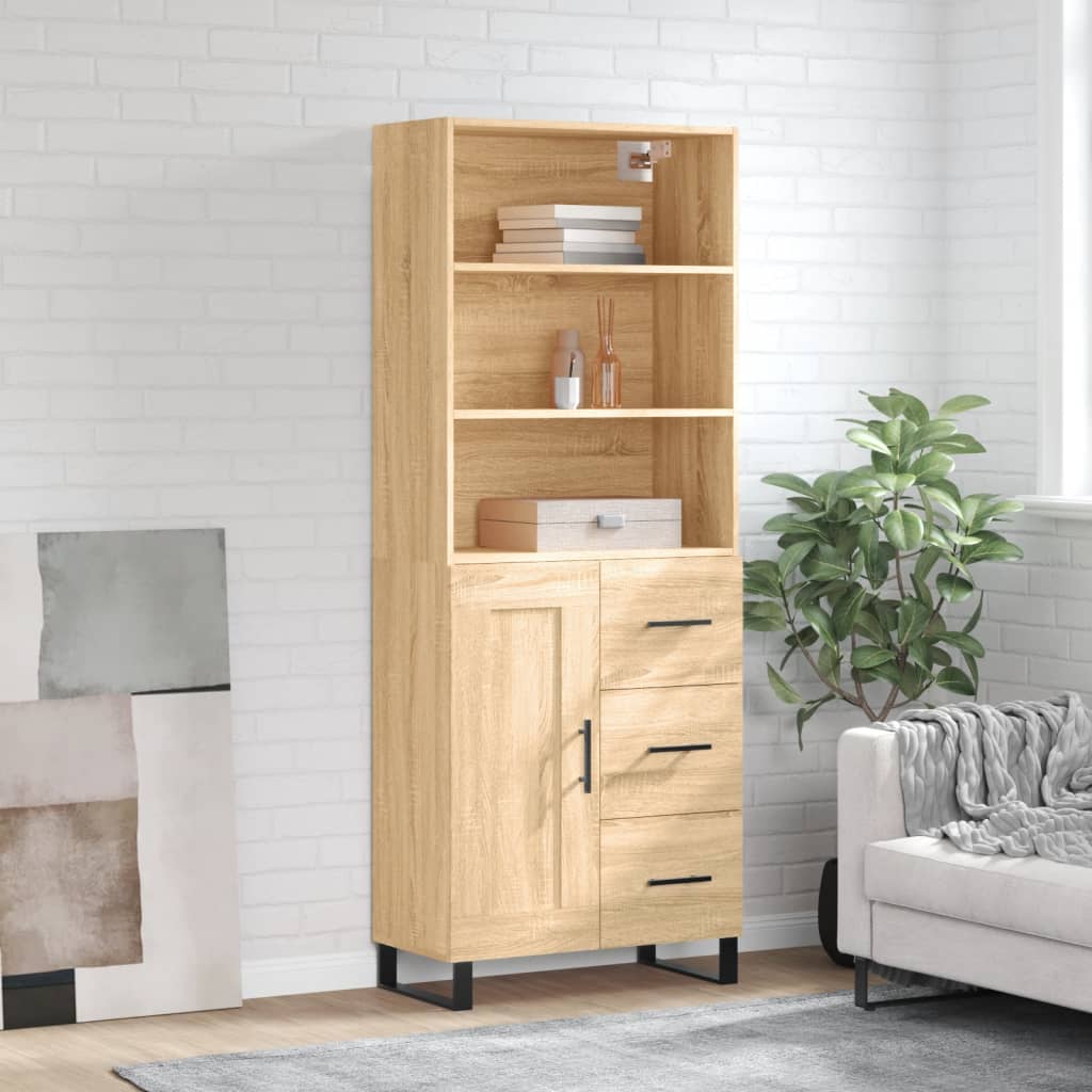 Highboard Sonoma-Eiche 69,5x34x180 cm Holzwerkstoff