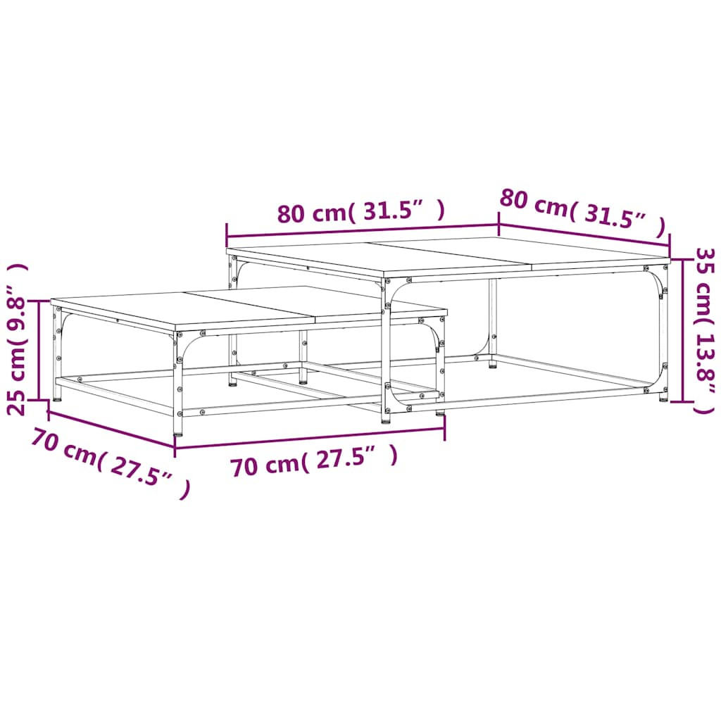 Satztische 2 Stk. Schwarz Holzwerkstoff