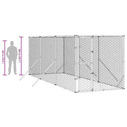 Outdoor-Hundezwinger Silbern 2x6x2 m Verzinkter Stahl