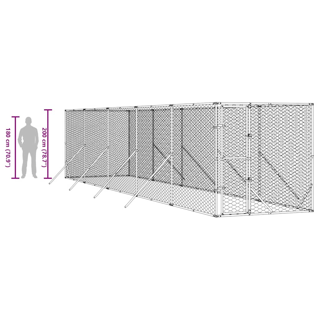 Outdoor-Hundezwinger Silbern 2x10x2 m Verzinkter Stahl