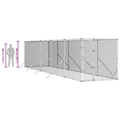 Outdoor-Hundezwinger Silbern 2x10x2 m Verzinkter Stahl