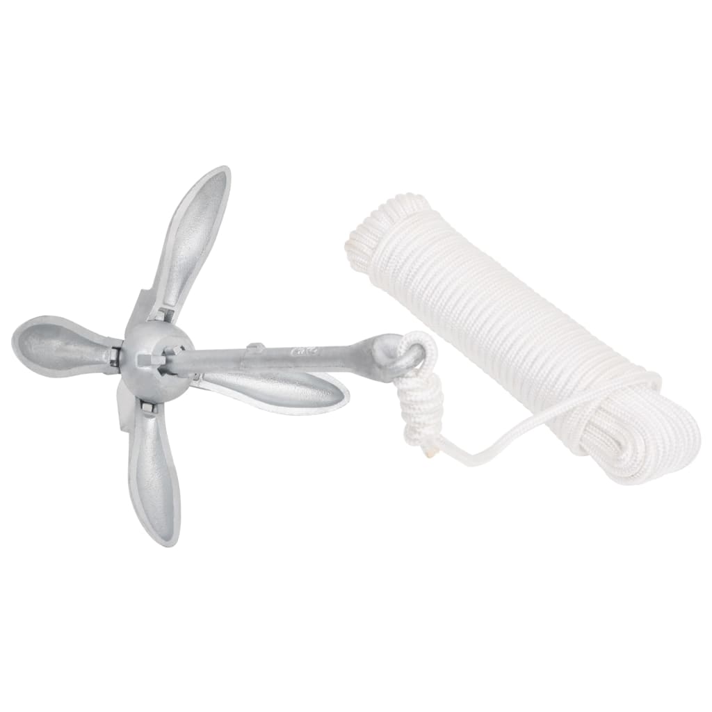 Klappanker mit Seil Silbern 2,5 kg Temperguss