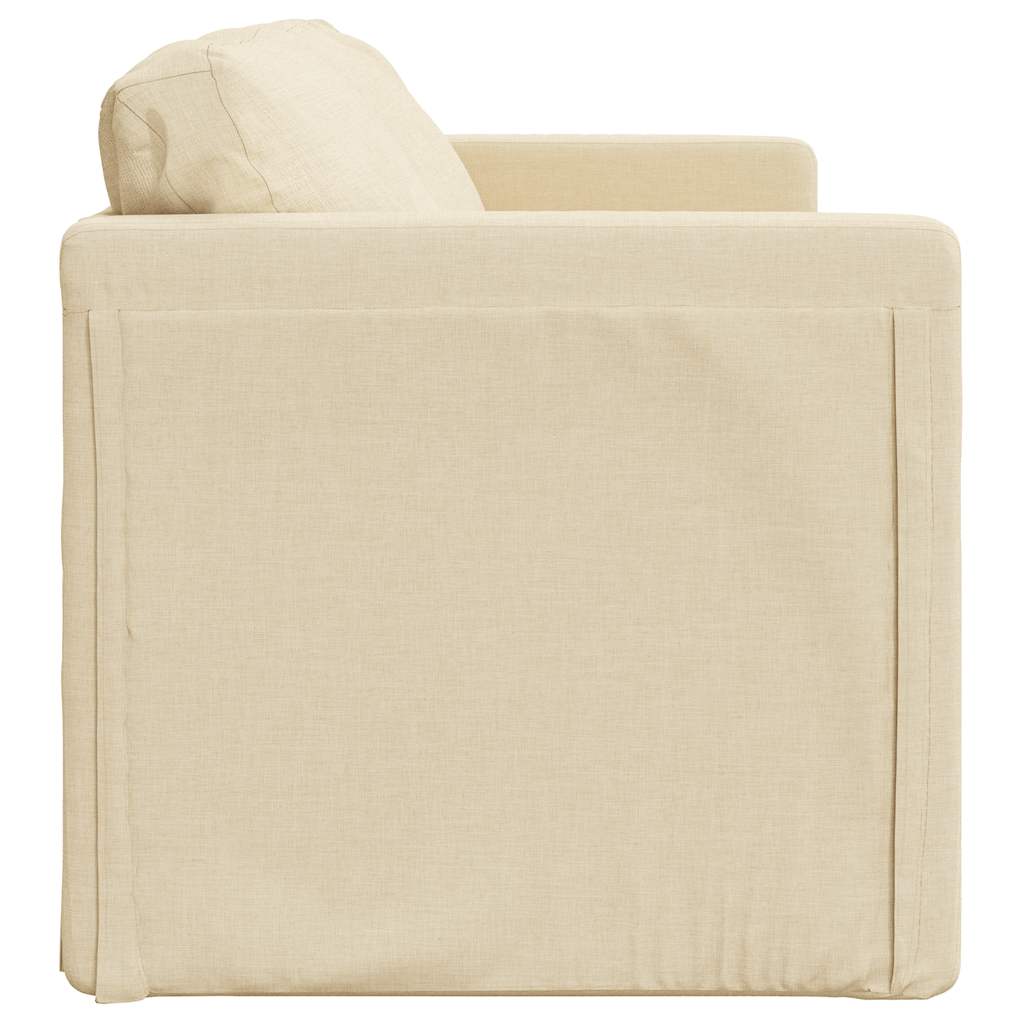 Bodensofa mit Schlaffunktion Creme 112x174x55 cm Stoff