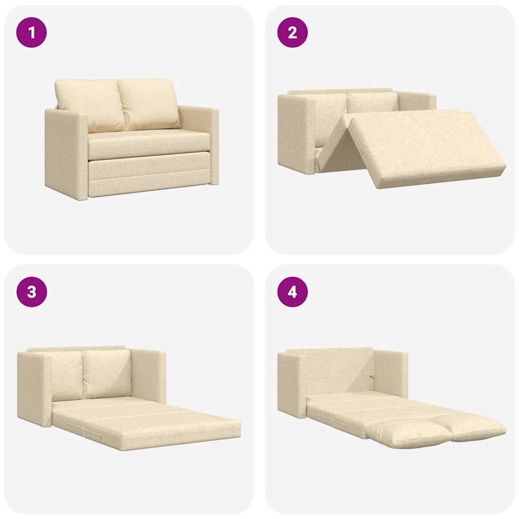 Bodensofa mit Schlaffunktion Creme 112x174x55 cm Stoff