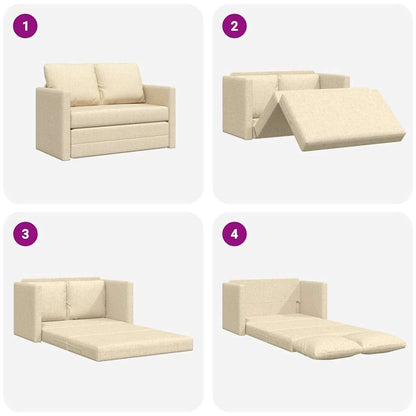 Bodensofa mit Schlaffunktion Creme 112x174x55 cm Stoff