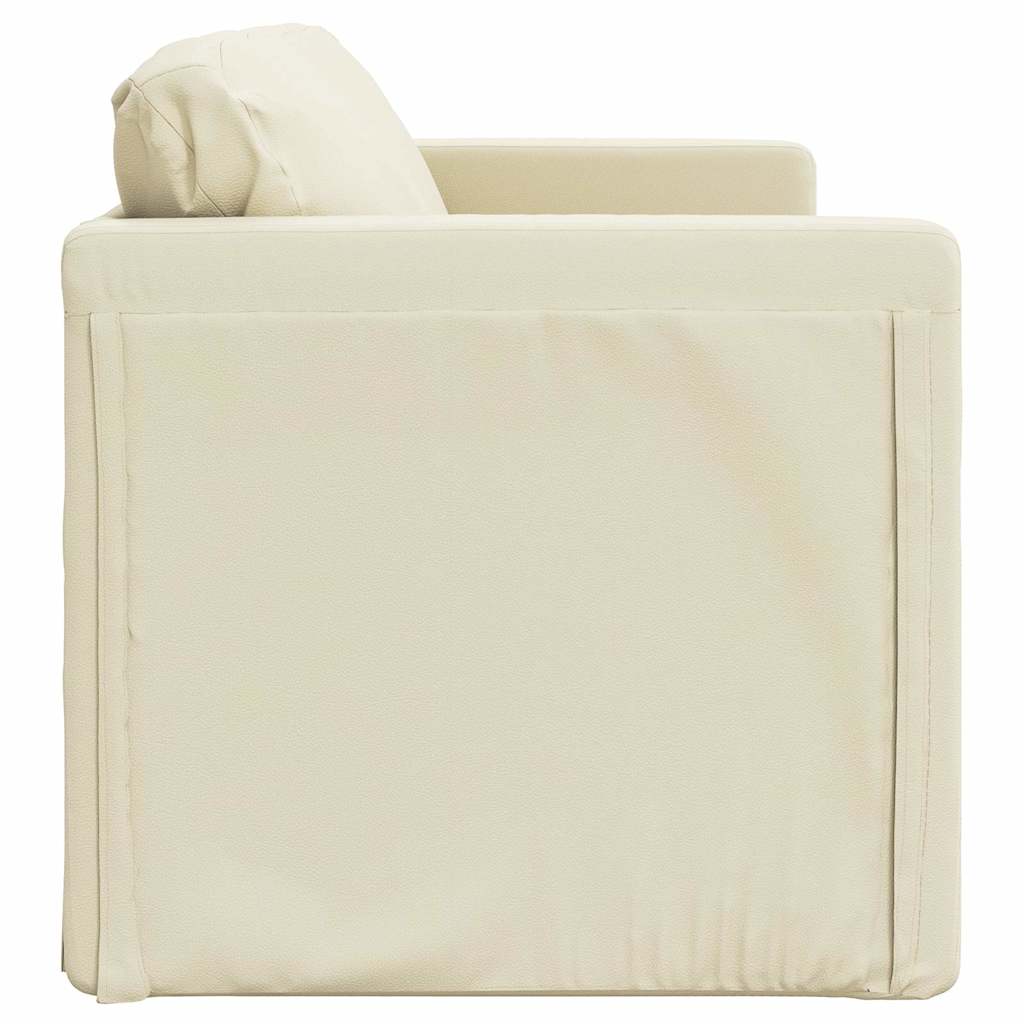 Bodensofa mit Schlaffunktion Creme 112x174x55 cm Kunstleder