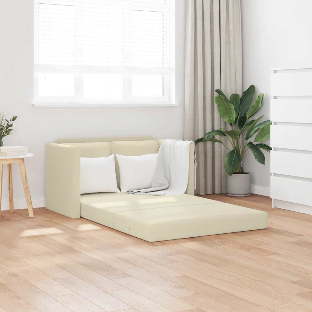 Bodensofa mit Schlaffunktion Creme 112x174x55 cm Kunstleder