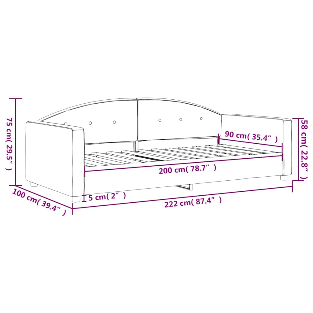 Tagesbett Blau 90x200 cm Samt