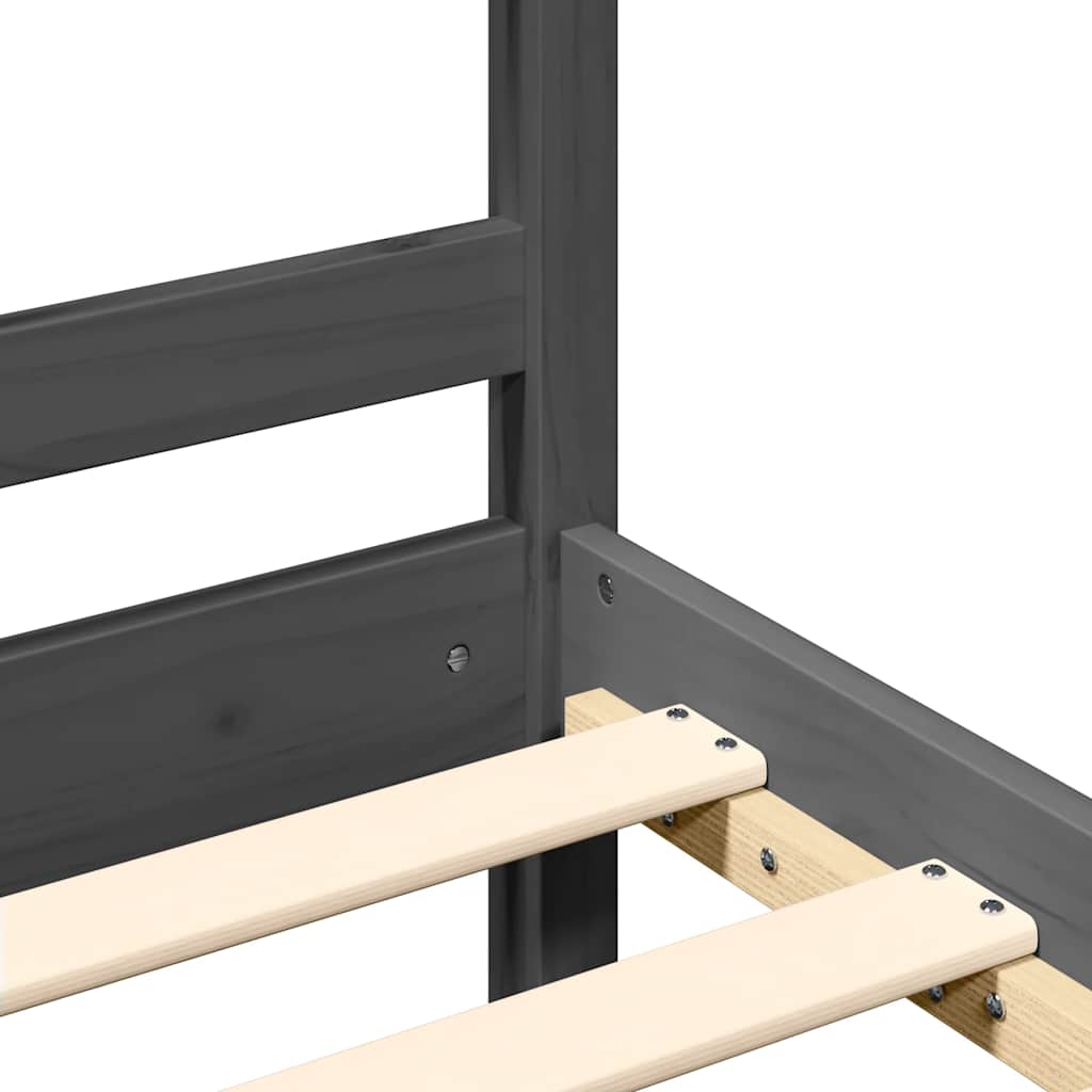 Massivholzbett mit Kopfteil Grau 200x200 cm