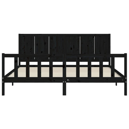 Massivholzbett mit Kopfteil Schwarz 200x200 cm