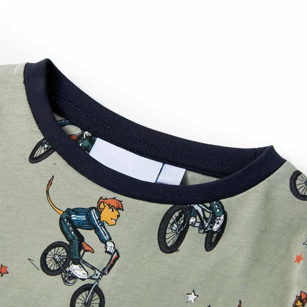 Kinderpyjama mit Kurzen Ärmeln Hellkhaki 104