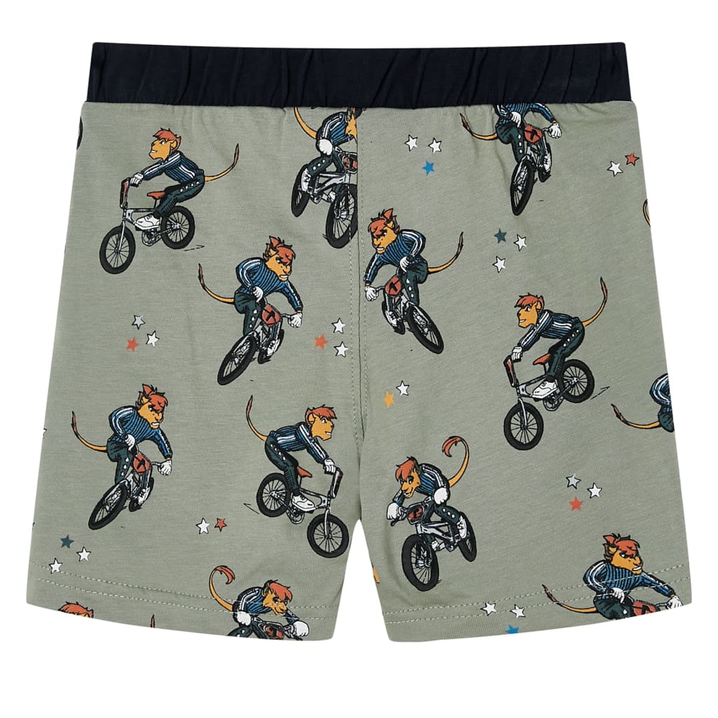 Kinderpyjama mit Kurzen Ärmeln Hellkhaki 128