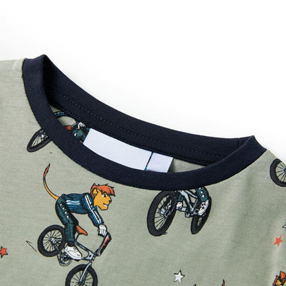 Kinderpyjama mit Kurzen Ärmeln Hellkhaki 128