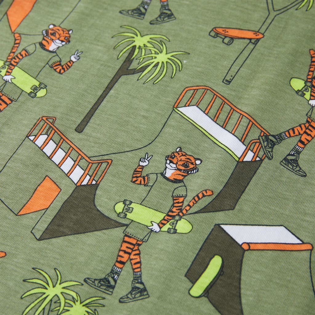 Kinderpyjama mit Kurzen Ärmeln Hellkhaki 128