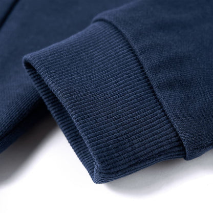 Kinder-Kapuzenpullover Marineblau Melange und Orange 140