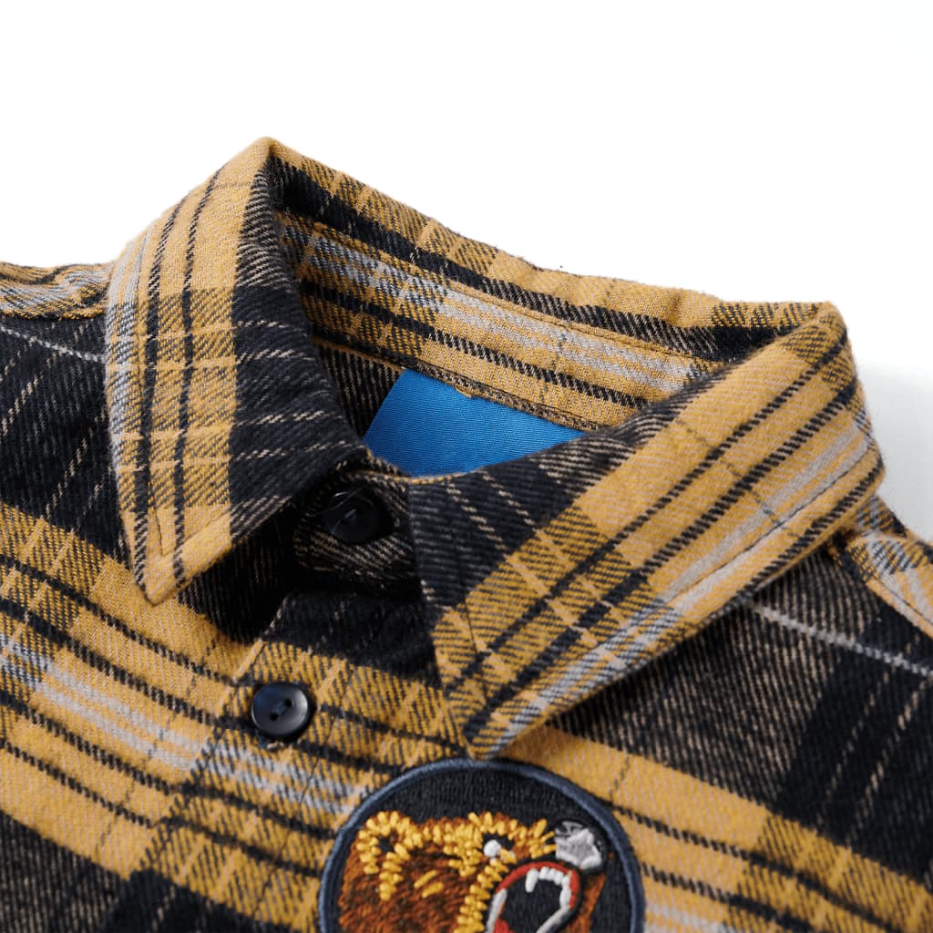 Kinderhemd Kariert Gelb und Schwarz 104