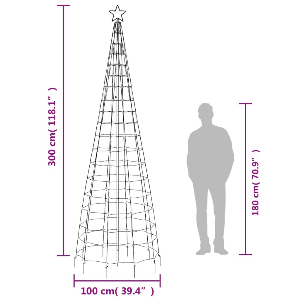 LED-Weihnachtsbaum mit Erdspießen 570 LEDs Warmweiß 300 cm