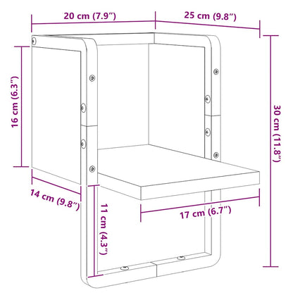 Wandregal mit Stange Schwarz 20x25x30 cm