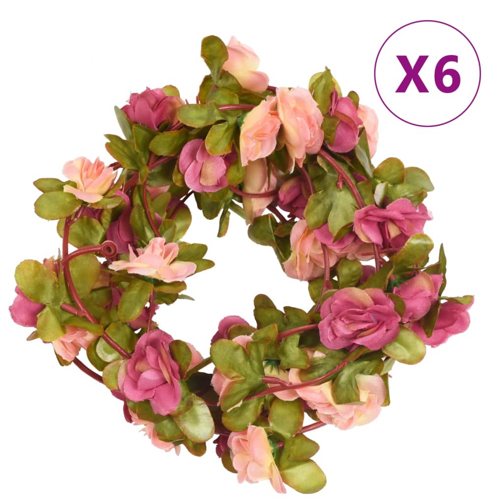 Blumengirlanden Blumen 6 Stk. Rosa 250 cm
