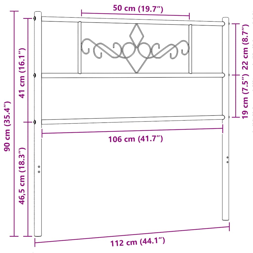 Ersatz-Kopfteil Metall Weiß 107 cm