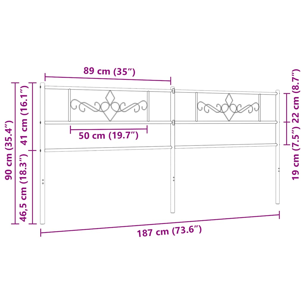 Ersatz-Kopfteil Metall Weiß 180 cm