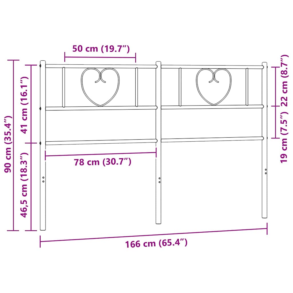 Ersatz-Kopfteil Metall Schwarz 160 cm